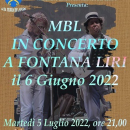 Mbl in concerto a Fontana Liri il 6 giugno 2022