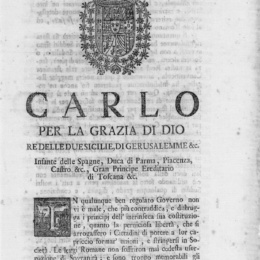 EDITTO DI CARLO III Re di Napoli e di Sicilia-1751 – 10 luglio.  Napoli