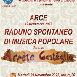Raduno Spontaneo di Musica Popolare ad “Arrète Castèglie” Arce 12 novembre 2022