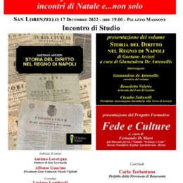 Agenda: San Lorenzello (Nápoles) Presentación del libro Historia del Derecho en el Reino de Nápoles